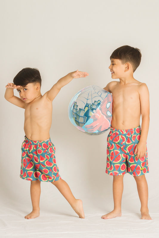 Short bañador niño Sandías Aguamarina - Alejandra Santoalla